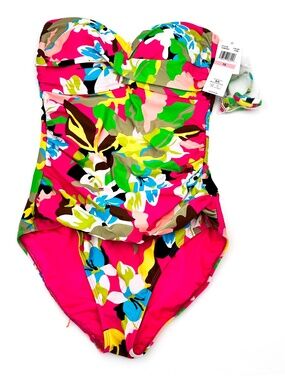 NEW Anne Cole Swimwear Twist-Front Ruched One-Piece Swimsuit Women's 10 Bright